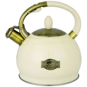 ЧАЙНИК AGNESS СО СВИСТКОМ 3,0 Л ТЕРМОАККУМУЛИРУЮЩЕЕ ДНО, ИНДУКЦИЯ,830