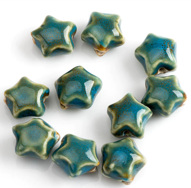 Бусина Звезда керамика с глазурью 17 мм Разные цвета (XN045)