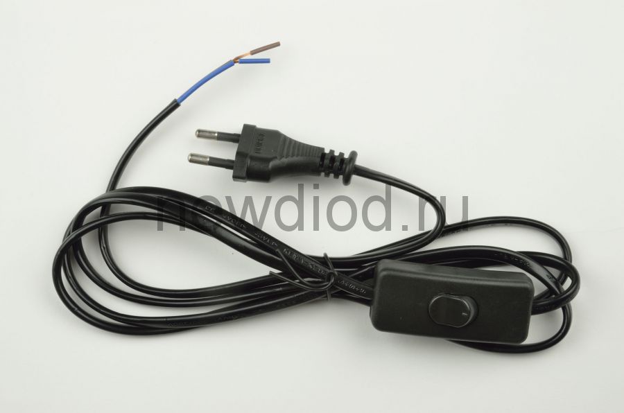 Сетевой шнур с вилкой и выключателем UCX-C10/02A-170 BLACK 2А 500Вт 1,7м черный ТМ Uniel