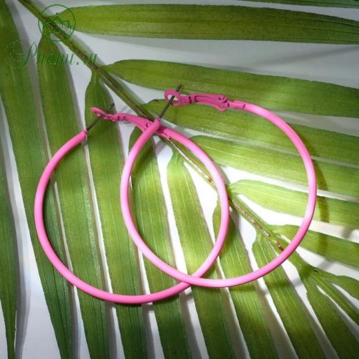 Серьги-кольца "Классик" тонкая линия, цвет ярко-розовый, d= 5 см