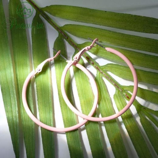 Серьги-кольца "Классик" тонкая линия, цвет розовый, d= 4 см