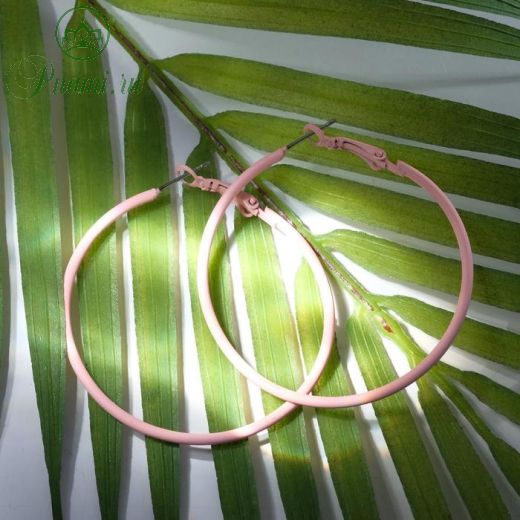 Серьги-кольца "Классик" тонкая линия, цвет бледно-розовый, d= 5 см