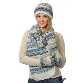 Комплект шапка, шарф, варежки вязаный из Исландской шерсти 08168-24