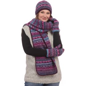 Комплект шапка, шарф, варежки вязаный из Исландской шерсти 08104-16