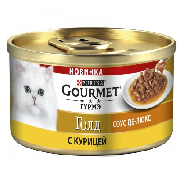 Влажный корм для кошек Gourmet Gold с курицей в соусе Де-Люкс
