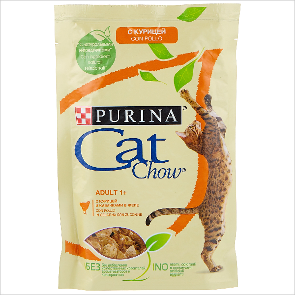 Влажный корм для кошек Cat Chow кусочки в желе с говядиной и баклажанами