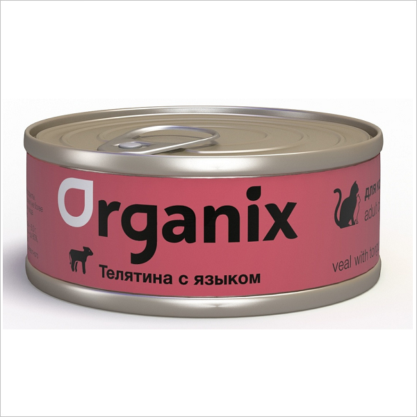 Влажный корм для кошек Organix с телятиной и языком