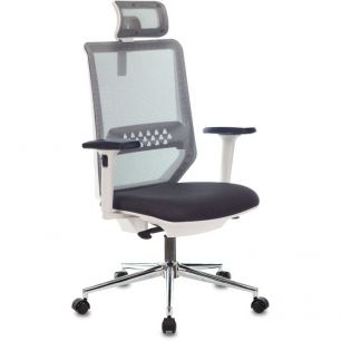 Кресло для руководителя Бюрократ MC-W612N-H/DG/417G, сетка-ткань, цвет серый, белый пластик