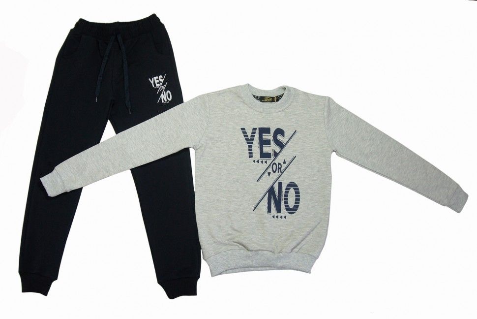 Спортивный комплект "YES or NOT" для девочки: свитшот, брюки 9-12 (серый)