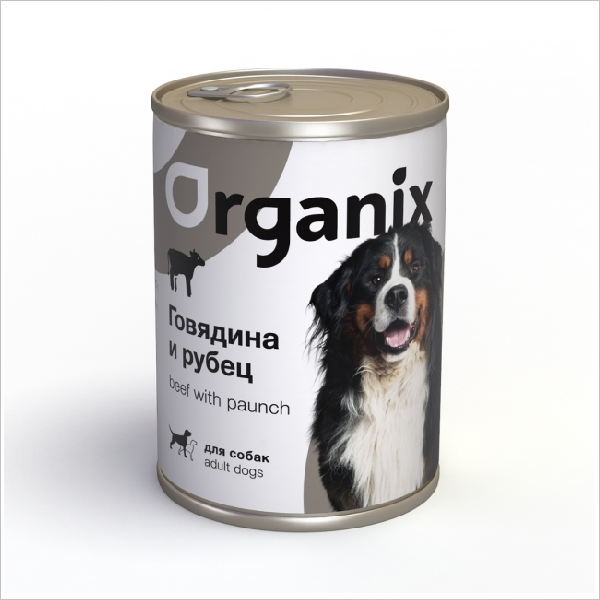 Влажный корм для собак Organix с говядиной и рубцом