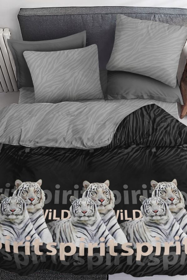 Поплин евро [черно-белый] Павлайн Sweet Sleep Тигр постельное белье