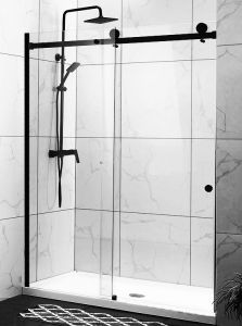 Душевая дверь Oporto Shower OS7PВ 100x190 прозрачное стекло, черный матовый