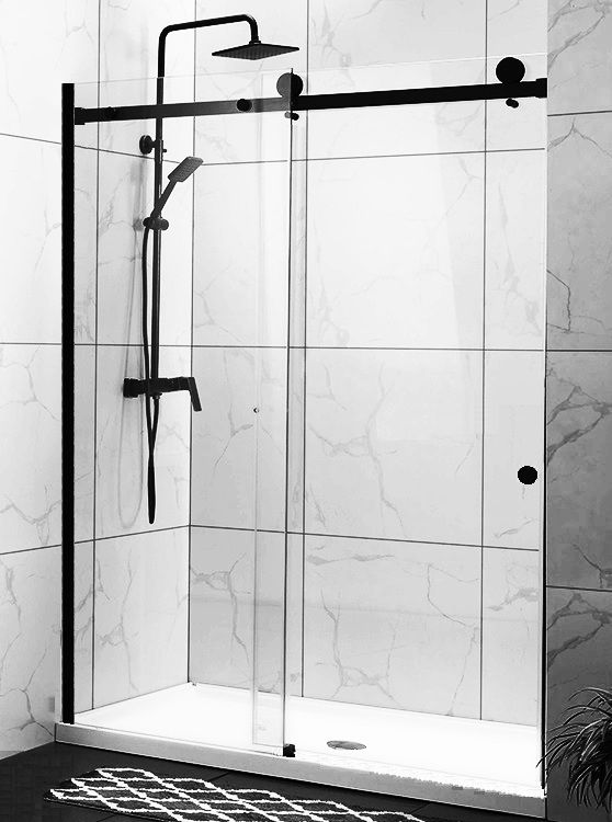 Душевая дверь Oporto Shower OS7PВ 120x190 прозрачное стекло, черный матовый