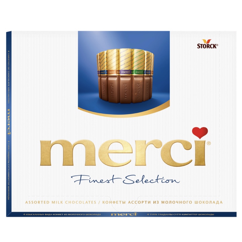 Конфеты MERCI Ассорти из молочного шоколада, 250 г
