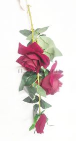 Ветка розы БАРХАТ 3 головы БАРХАТ 95 см 3 расцветки