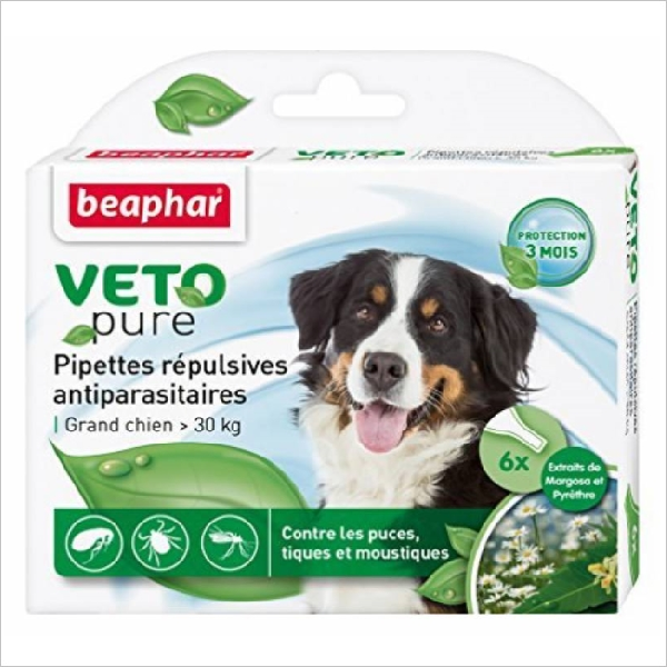Биокапли от паразитов для собак крупных пород Beaphar VETO pure 6 пипеток
