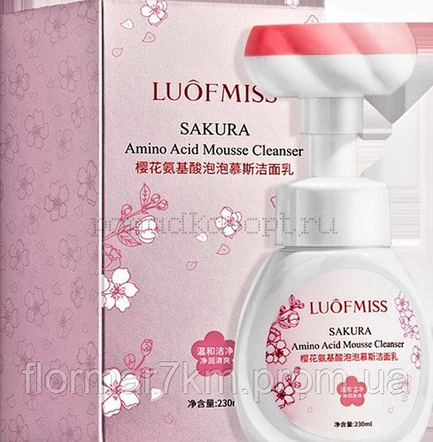 Очищающий мусс-пенка для умывания с аминокислотами LUOFMISS Sakura Amino Acid Mousse Cleanser