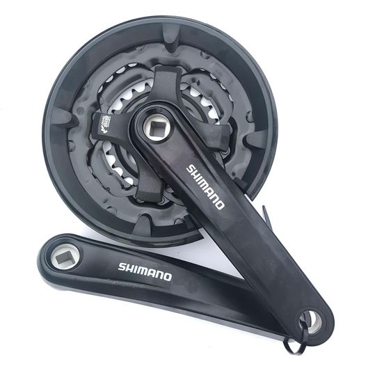 Комплект шатунов SHIMANO FC-TY701, 48/38/28 зуба, 3х6,7,8 скор.,175 мм, под квадрат, с пластиковой защитой, алюминий