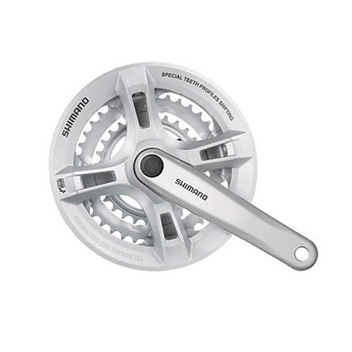 Комплект шатунов SHIMANO FC-TY171, 48/38/28 зуба, 3х6,7,8 скор.,170 мм, под квадрат, с пластиковой защитой, алюминий