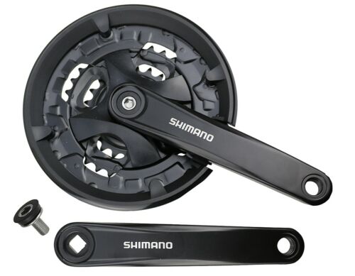 Комплект шатунов SHIMANO FC-MT101, 44/32/22 зуба, 3х9 скор.,170 мм, под квадрат, с пластиковой защитой, алюминий