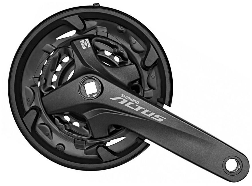 Комплект шатунов SHIMANO Altus FC-M2000, 40/30/22 зуба, 3х9 скор.,175 мм, под квадрат, с пластиковой защитой, алюминий