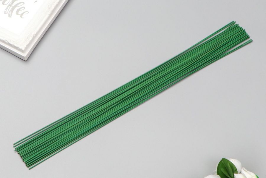 СМ Проволока для изгтоовления искусственных цветов "Зеленая" 40 см, сечение 1,2 мм