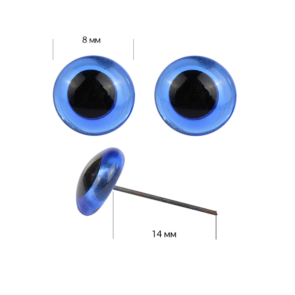 Глазки стеклянные для игрушек, установочные, диаметр 8 мм. 2 пары в упаковке Разные цвета (8.3)