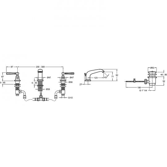 Двухвентильный смеситель для раковины Jacob Delafon Cleo 1889 E24305-CP схема 7
