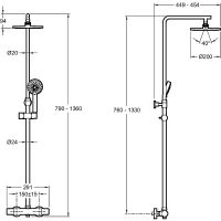 Душевая система Jacob Delafon Brive E24322-CP с термостатическим смесителем схема 6