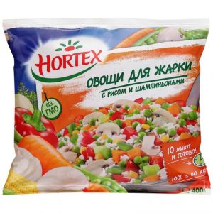 Заморож HORTEX 400г Овощи для жарки шампиньоны/рис