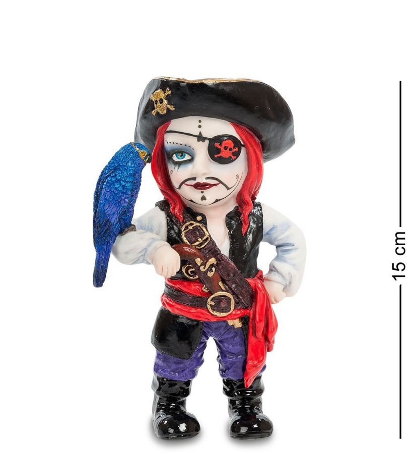 Статуэтка в стиле Фэнтези «Капитан пиратов и его попугай» 7x4.5 см, h=14.5 см (WS-794)