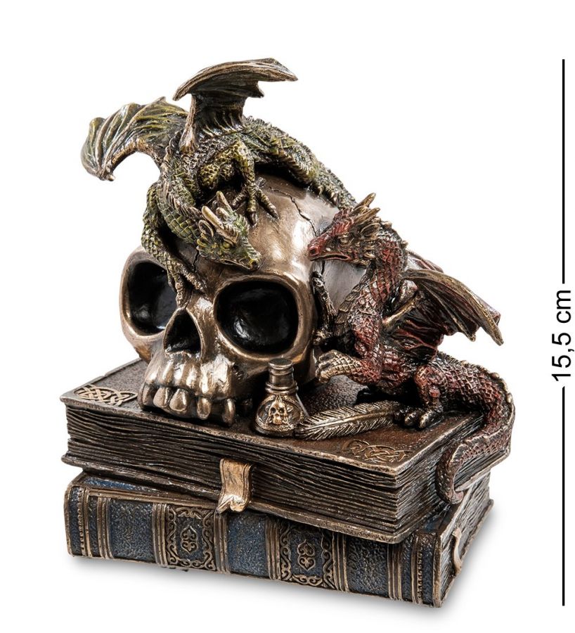 Статуэтка «Драконы на черепе и книгах» 13x11 см, h=15.5 см (WS-919)
