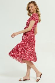 Платье для беременных и кормящих мам с воланом красное/лепестки 3008.1.4