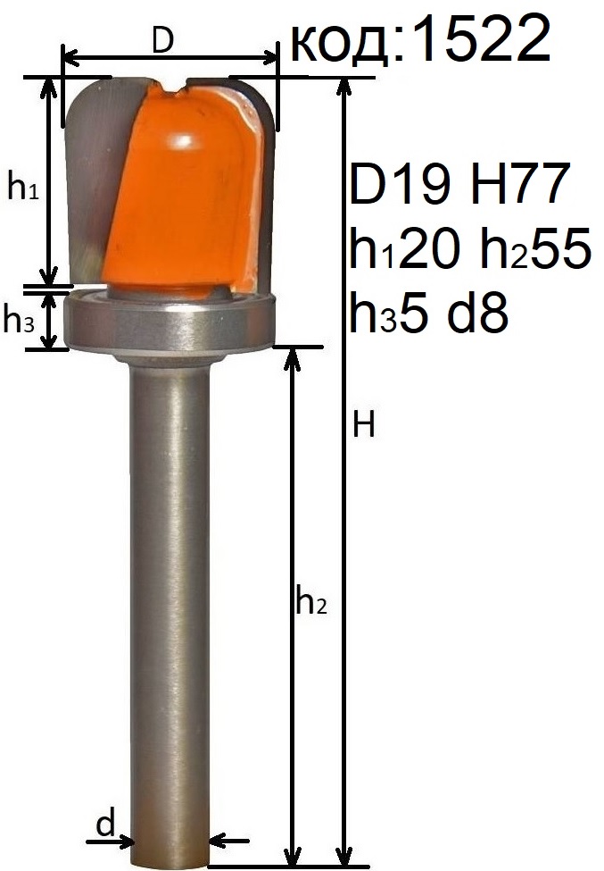 Фреза для менажниц диаметр 19 мм хвостовик 8 мм