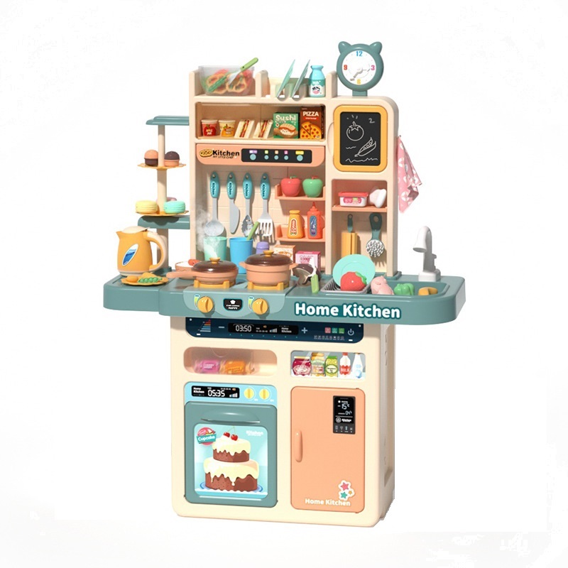 Детская кухня игровая высокая с паром, настоящей водой, чайником, свет, звук цвет бриз