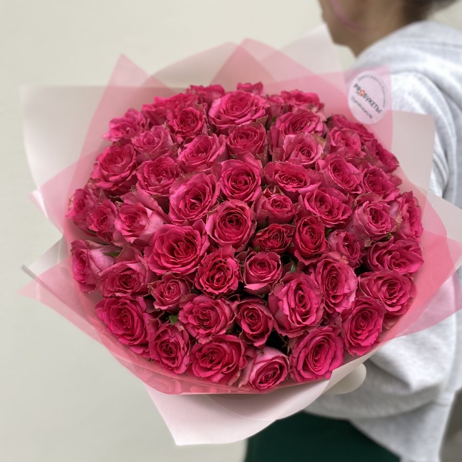 АКЦИЯ! 51 розовая роза в упаковке