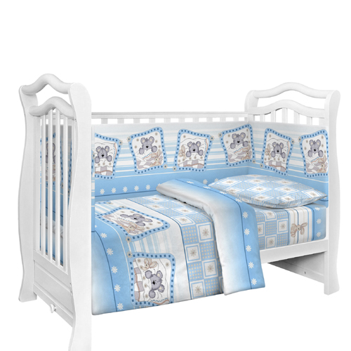 FE10300 Комплект в кроватку 4 пр. "Милые сони" (бязь), цвет голубой
