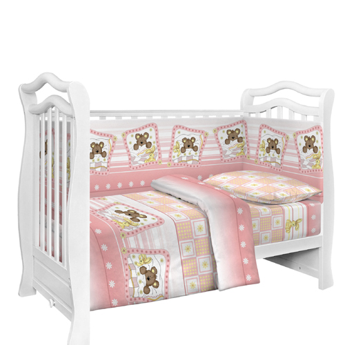 FE10300 Комплект в кроватку 4 пр. "Милые сони" (бязь), цвет розовый