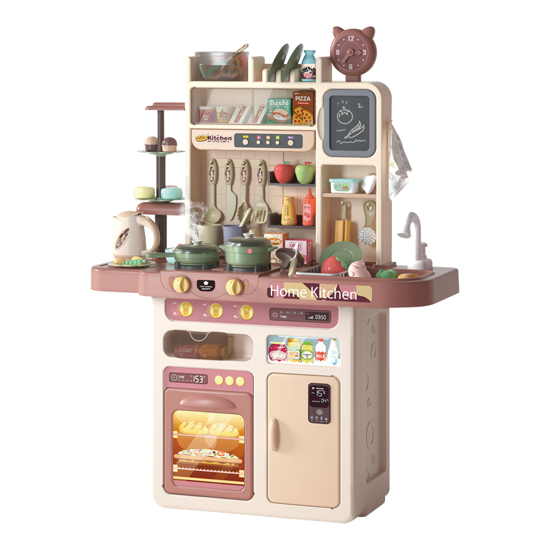 Детская кухня игровая высокая с паром, водой, звуки, свет, холодильником и чайником (WD-P46)