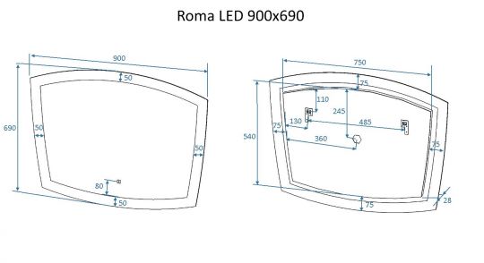 Зеркало для ванной с подсветкой ART&MAX ROMA AM-Rom схема 5