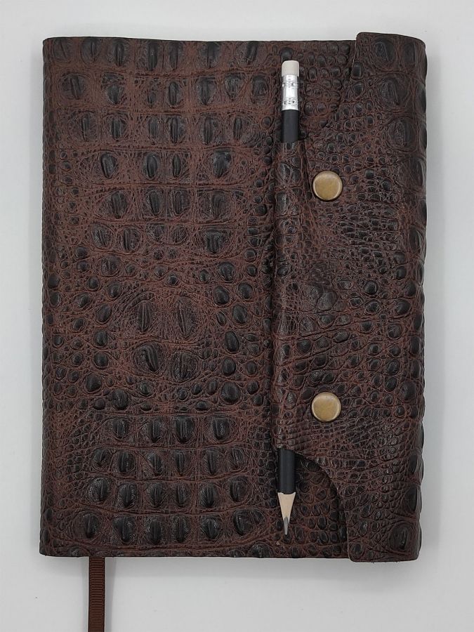 Темно-коричневый Ежедневник из натуральной кожи под Крокодила