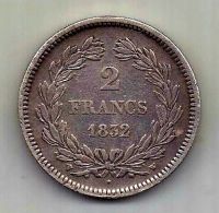 2 франка 1832 Франция W Лиль Редкость