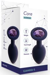 Анальная пробка силиконовая с кристаллом Le Frivole Core Gamma L черничная, 8,2*4,3 см