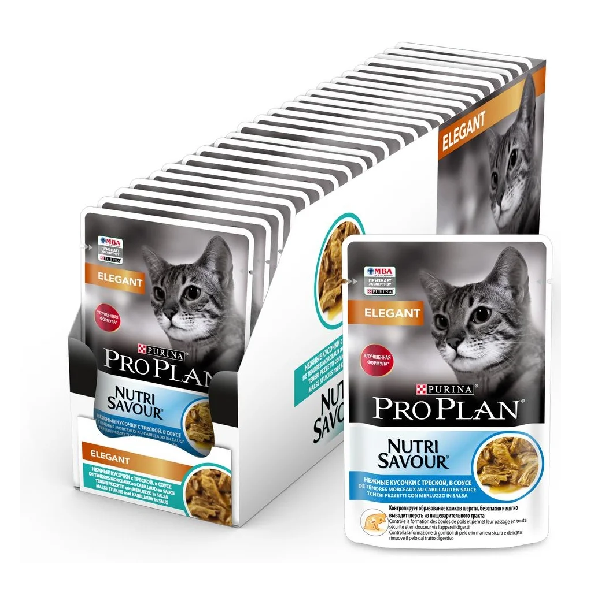 Влажный корм для кошек Pro Plan Nutrisavour Derma Plus с треской 26 шт. х 85 г