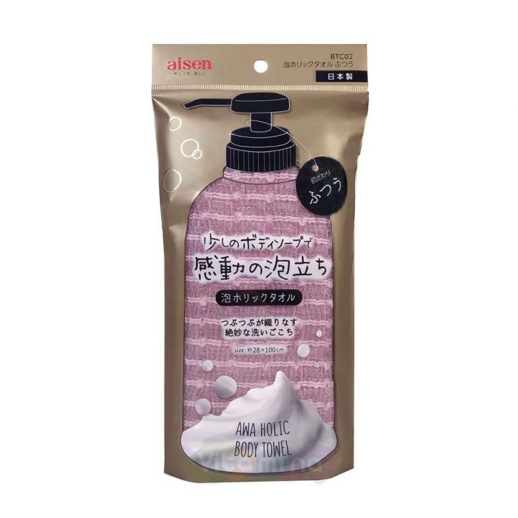 AISEN Массажная мочалка для тела (средней жёсткости) Foam Holic Body Towel Normal (pink)