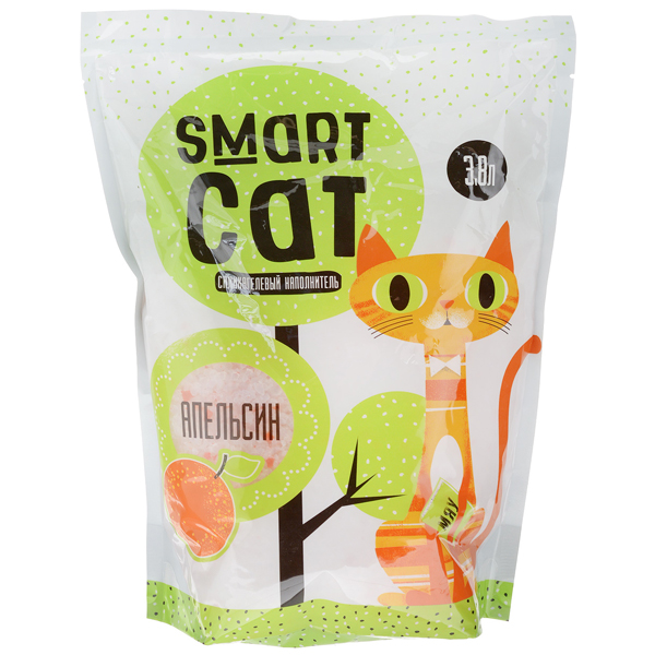 Наполнитель для кошек Smart Cat силикагелевый с ароматом апельсина 3,32кг