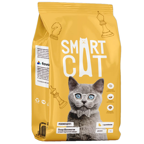 Сухой корм для котят Smart Cat с цыпленком 5 кг
