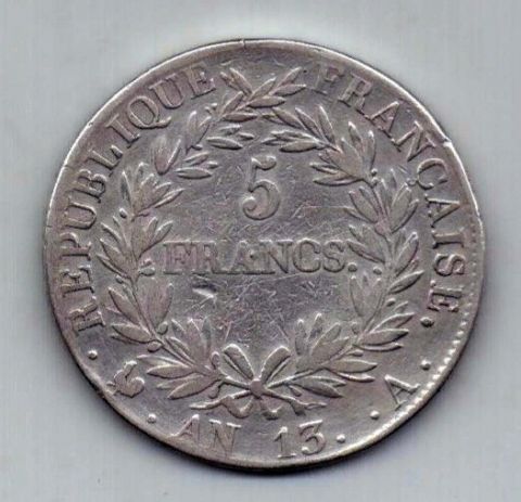 5 франков AN 13 - 1804 Франция Редкость