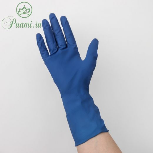 Перчатки A.D.M. латексные неопудренные, размер L, 50 шт/уп, 28 гр, цвет синий