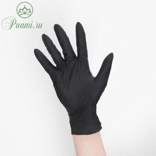 Перчатки хозяйственные нитриловые Household Gloves, текстурированные на пальцах, размер L, 3 гр, цвет чёрный